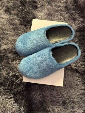 Marni Blue Fur Mules